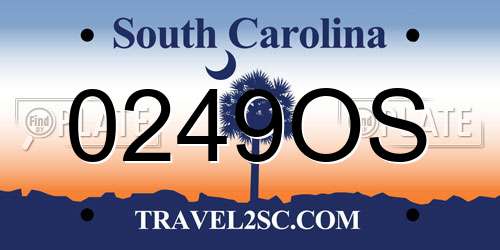 0249OS South Carolina License Plate