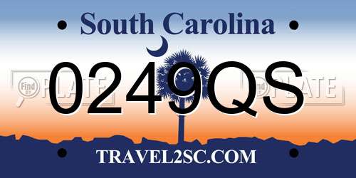 0249QS South Carolina License Plate