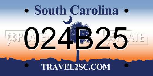 024B25 South Carolina License Plate
