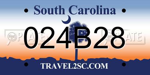024B28 South Carolina License Plate