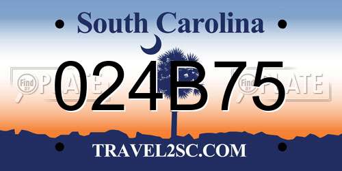 024B75 South Carolina License Plate