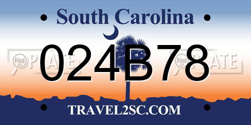 024B78 South Carolina License Plate