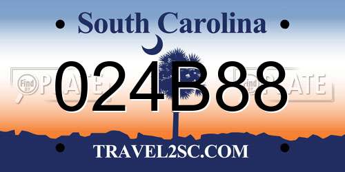 024B88 South Carolina License Plate