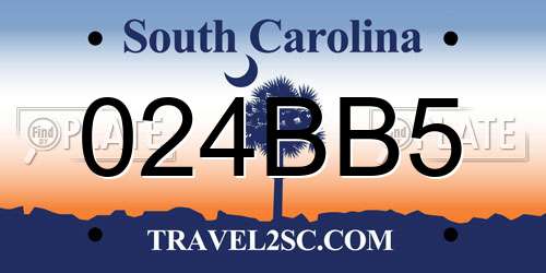 024BB5 South Carolina License Plate