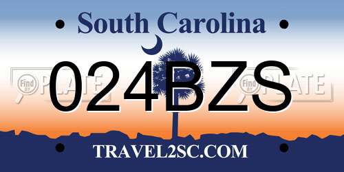 024BZS South Carolina License Plate