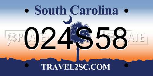 024S58 South Carolina License Plate