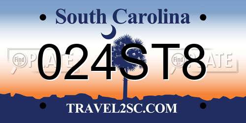 024ST8 South Carolina License Plate