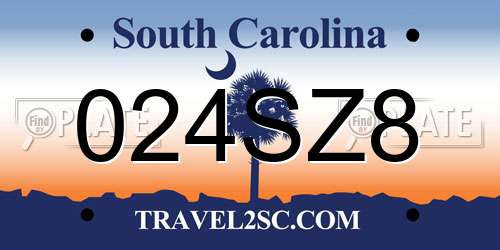 024SZ8 South Carolina License Plate