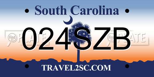 024SZB South Carolina License Plate
