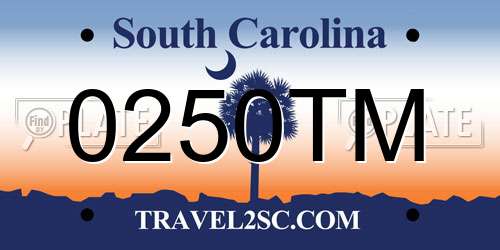 0250TM South Carolina License Plate