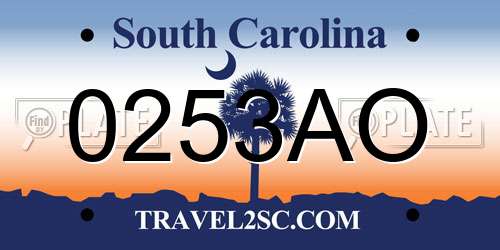 0253AO South Carolina License Plate
