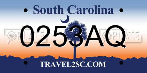 0253AQ South Carolina License Plate