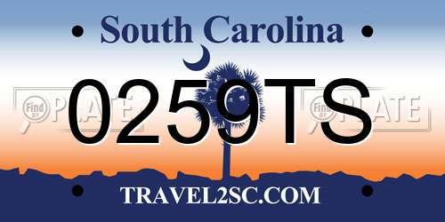 0259TS South Carolina License Plate