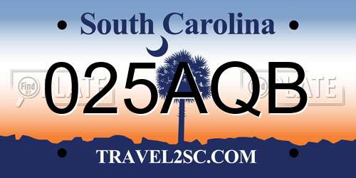 025AQB South Carolina License Plate