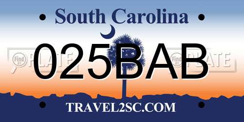 025BAB South Carolina License Plate
