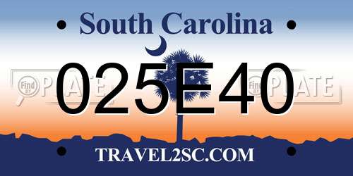 025E40 South Carolina License Plate