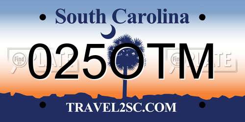 025OTM South Carolina License Plate