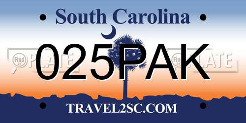 025PAK South Carolina License Plate