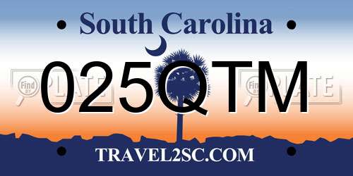 025QTM South Carolina License Plate