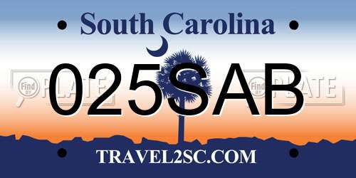 025SAB South Carolina License Plate