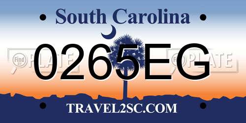 0265EG South Carolina License Plate
