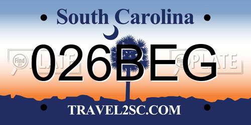 026BEG South Carolina License Plate