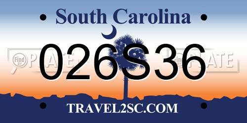 026S36 South Carolina License Plate