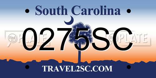 0275SC South Carolina License Plate