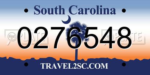 0276548 South Carolina License Plate