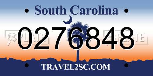 0276848 South Carolina License Plate