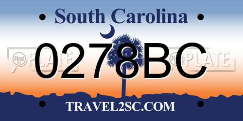 0278BC South Carolina License Plate