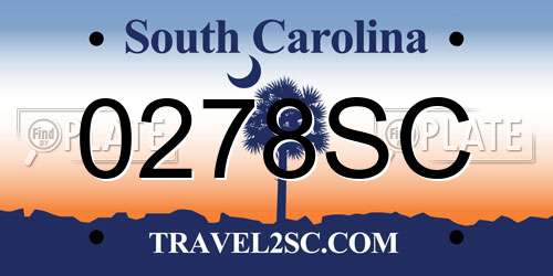 0278SC South Carolina License Plate