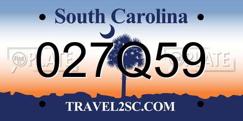 027Q59 South Carolina License Plate