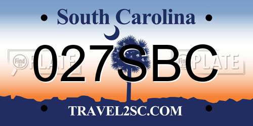 027SBC South Carolina License Plate