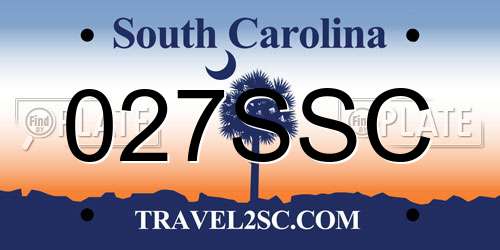 027SSC South Carolina License Plate