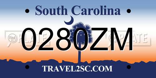 0280ZM South Carolina License Plate