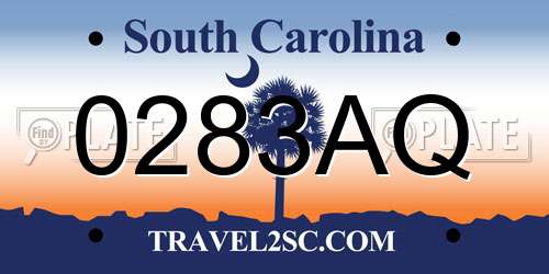 0283AQ South Carolina License Plate