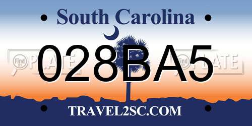 028BA5 South Carolina License Plate