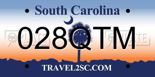 028QTM South Carolina License Plate