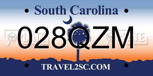 028QZM South Carolina License Plate