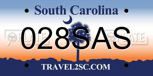 028SAS South Carolina License Plate