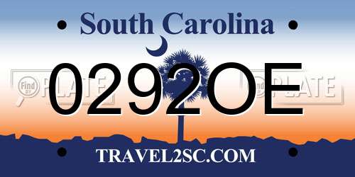 0292OE South Carolina License Plate