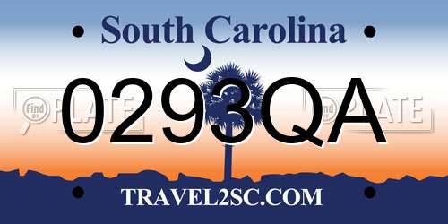 0293QA South Carolina License Plate