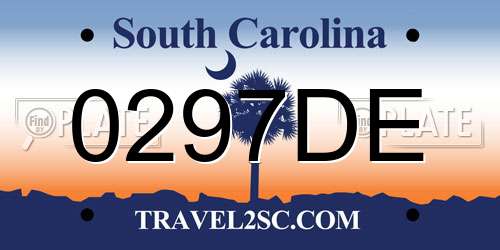 0297DE South Carolina License Plate