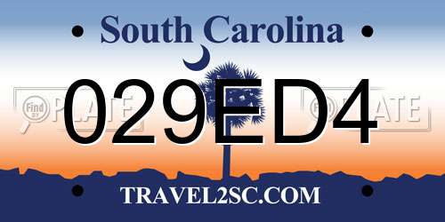 029ED4 South Carolina License Plate