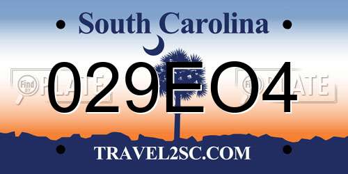 029EO4 South Carolina License Plate