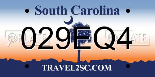 029EQ4 South Carolina License Plate