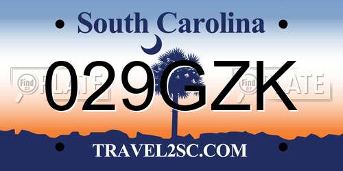 029GZK South Carolina License Plate