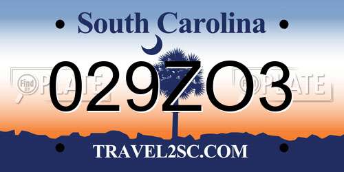 029ZO3 South Carolina License Plate