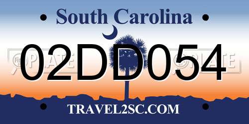 02DD054 South Carolina License Plate